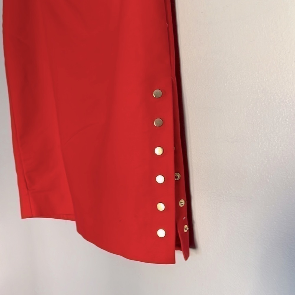 Worthington orange pencil skirt size 6 Petite snap buttons sexy